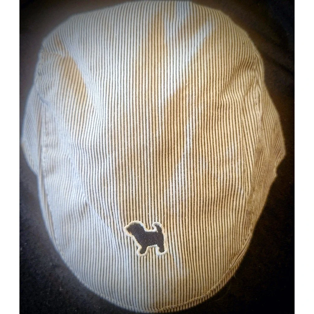 Unbranded Flat Cap Kids 46 Grey White Excellent Striped Newsboy Puppy Hatp